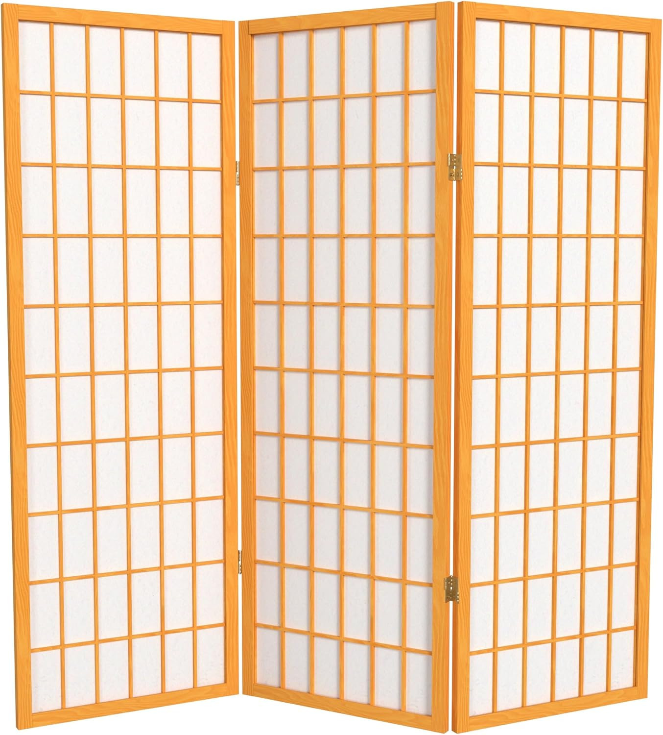 4 Ft Honey Shoji Screen – 3 Panel Short Window Pane Divider