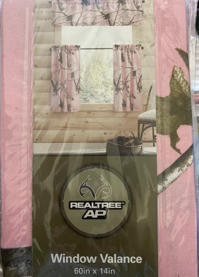 RealTree AP Window Valance, Pink, Camo Outdoors Design Decor. 60″ x 14″ – NEW