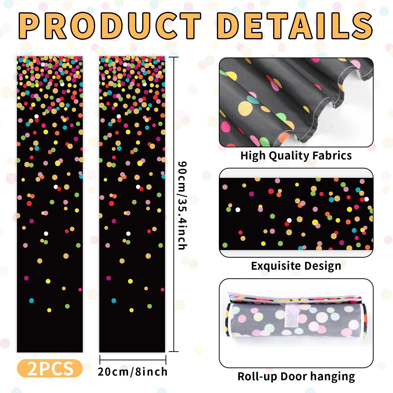 QOUBAI Polka Dot Door Cover 3.0×0.7 Ft