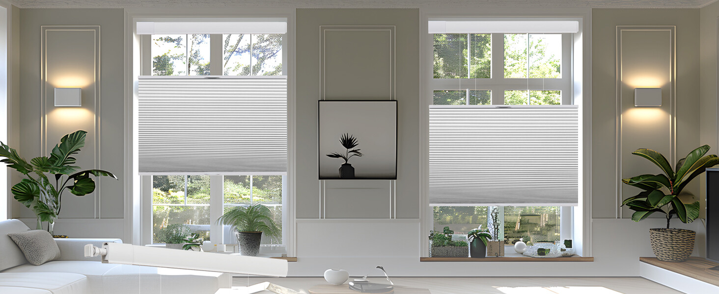 No Drill Cut To Size Top Down Bottom Up Blackout White Cellular Blinds Honeycomb