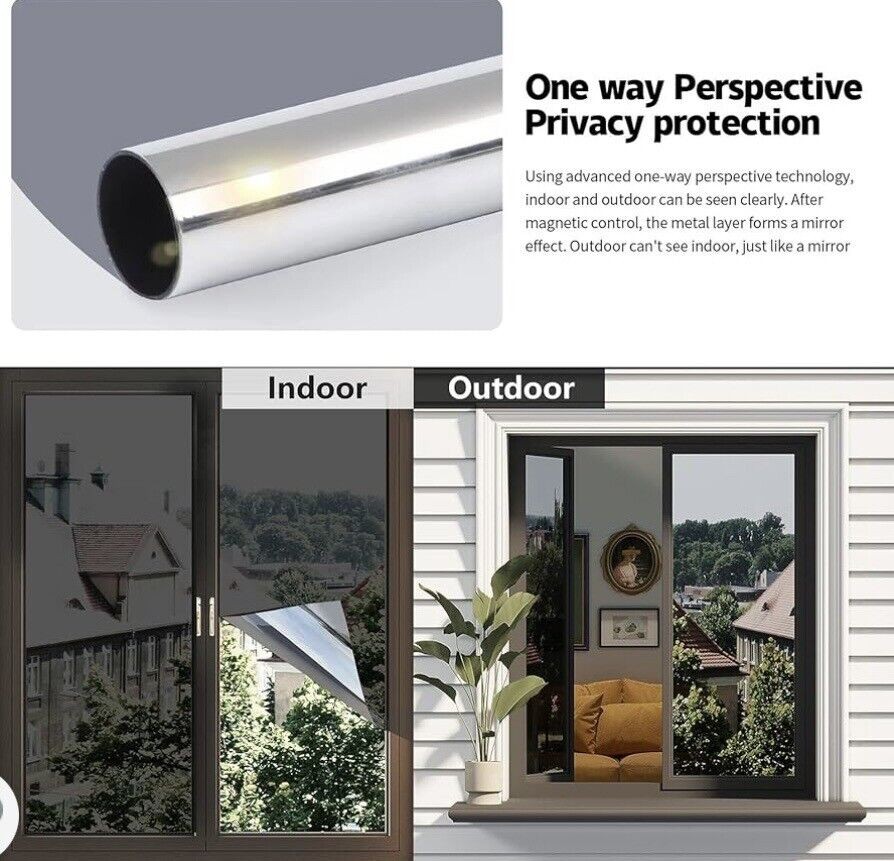 Privacy Home/Car Sun Block One Way Mirror Window Film paper UV Reflective Tint