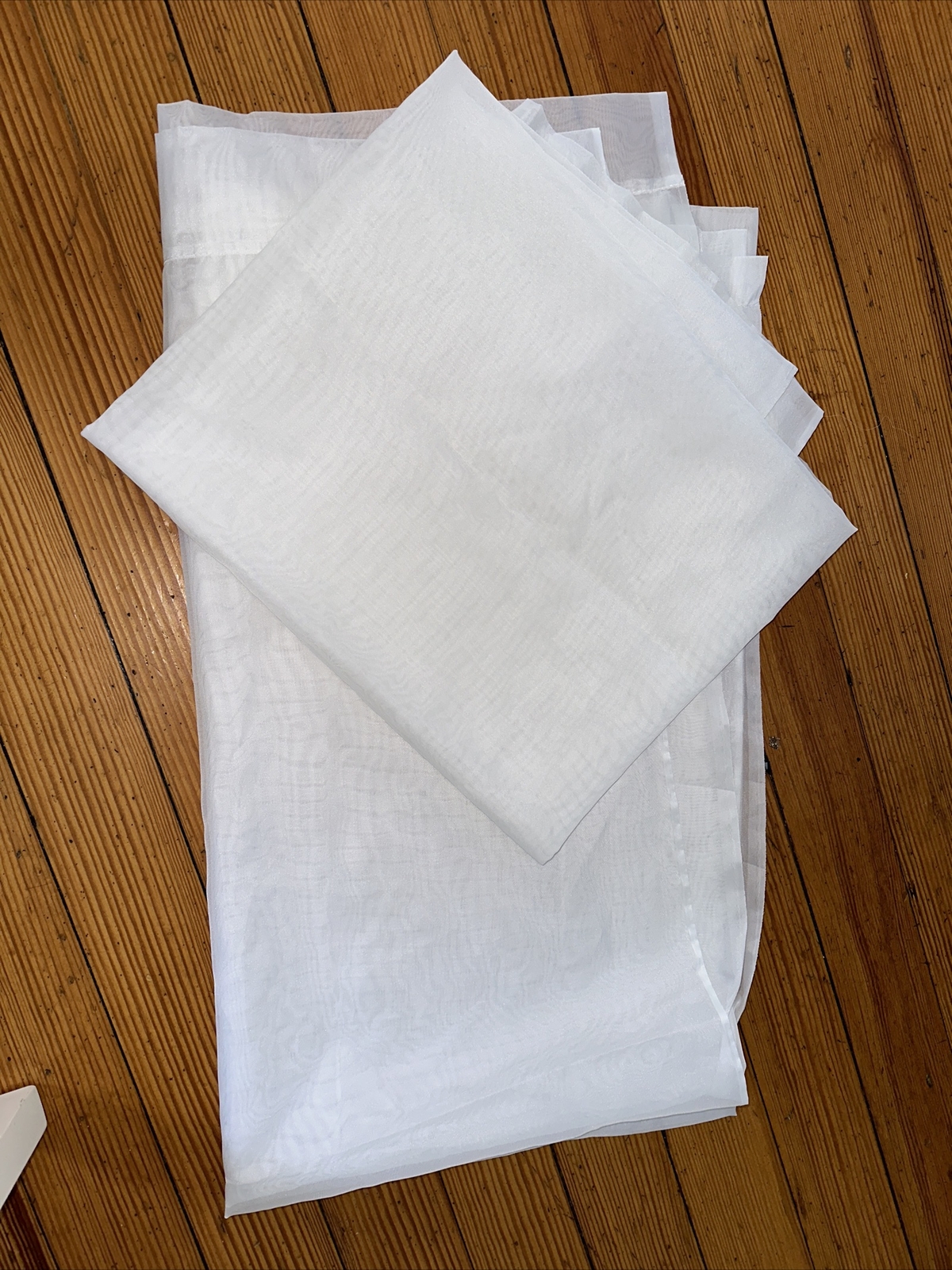 Unbranded Pair Sheer White Semi Opaque Curtain Panels W 56″ L 54″
