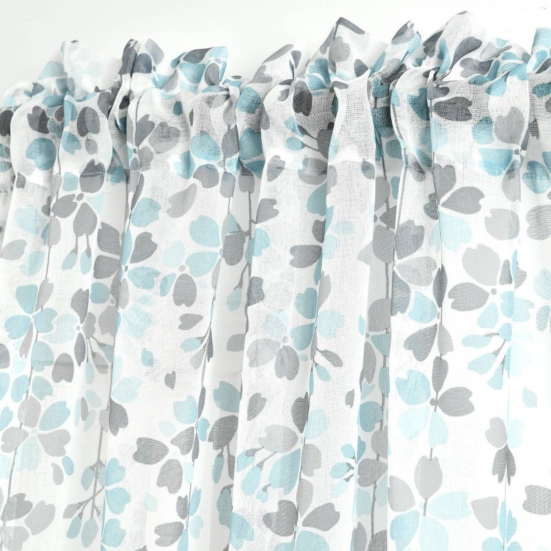 2pk 38"x84" Sheer Weeping Flower Curtain Panels Blue/Gray