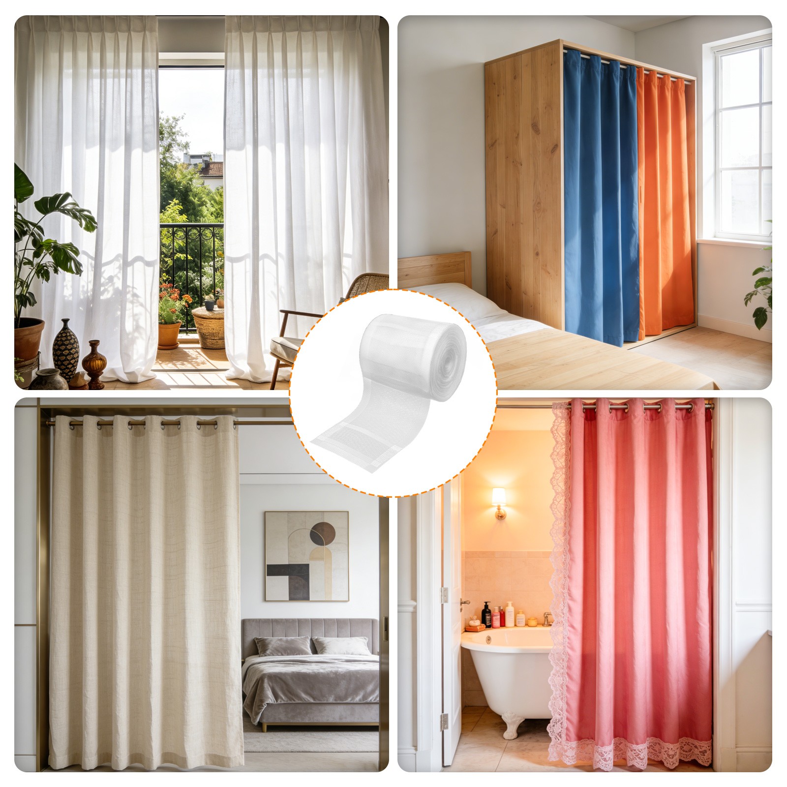 Curtain Pleat Tape White Nylon Drapery Header Tape DIY Curtains 13.12Yard Home