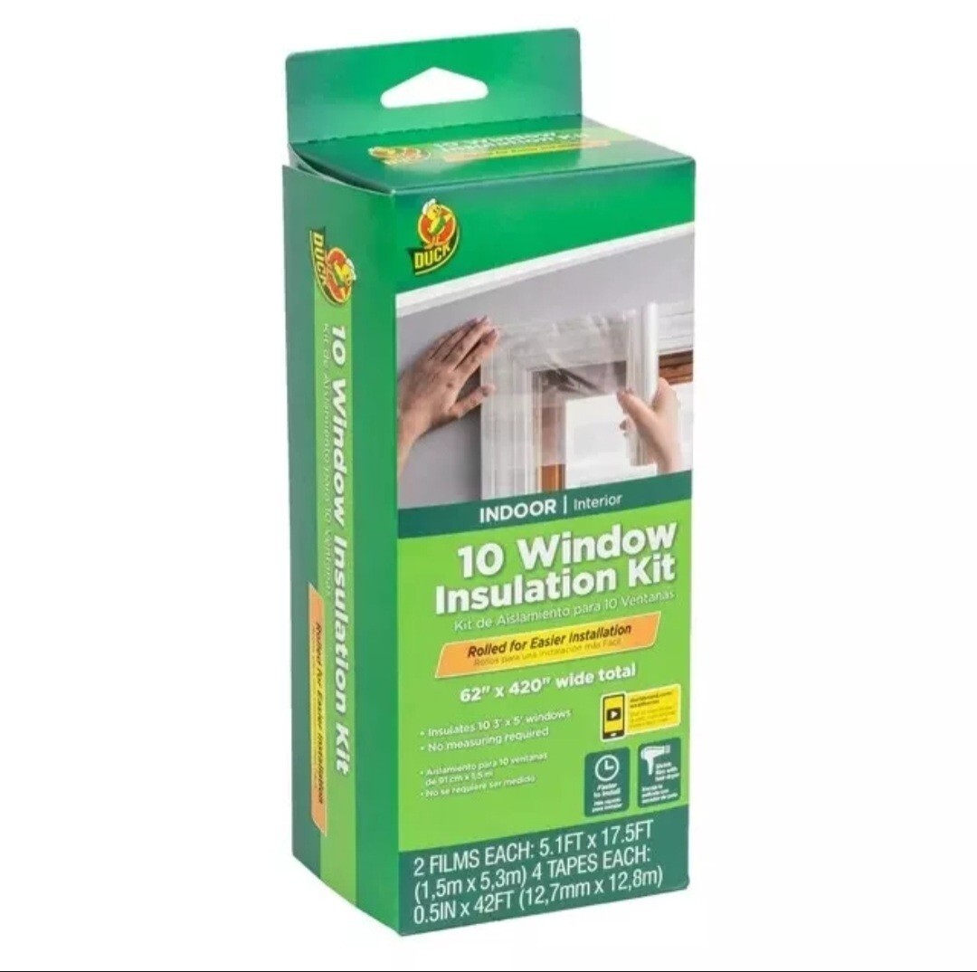 Duck Brand 62 in. x 420 in. Rolled Shrink Film Window Kit, Fits up to 10 Windows