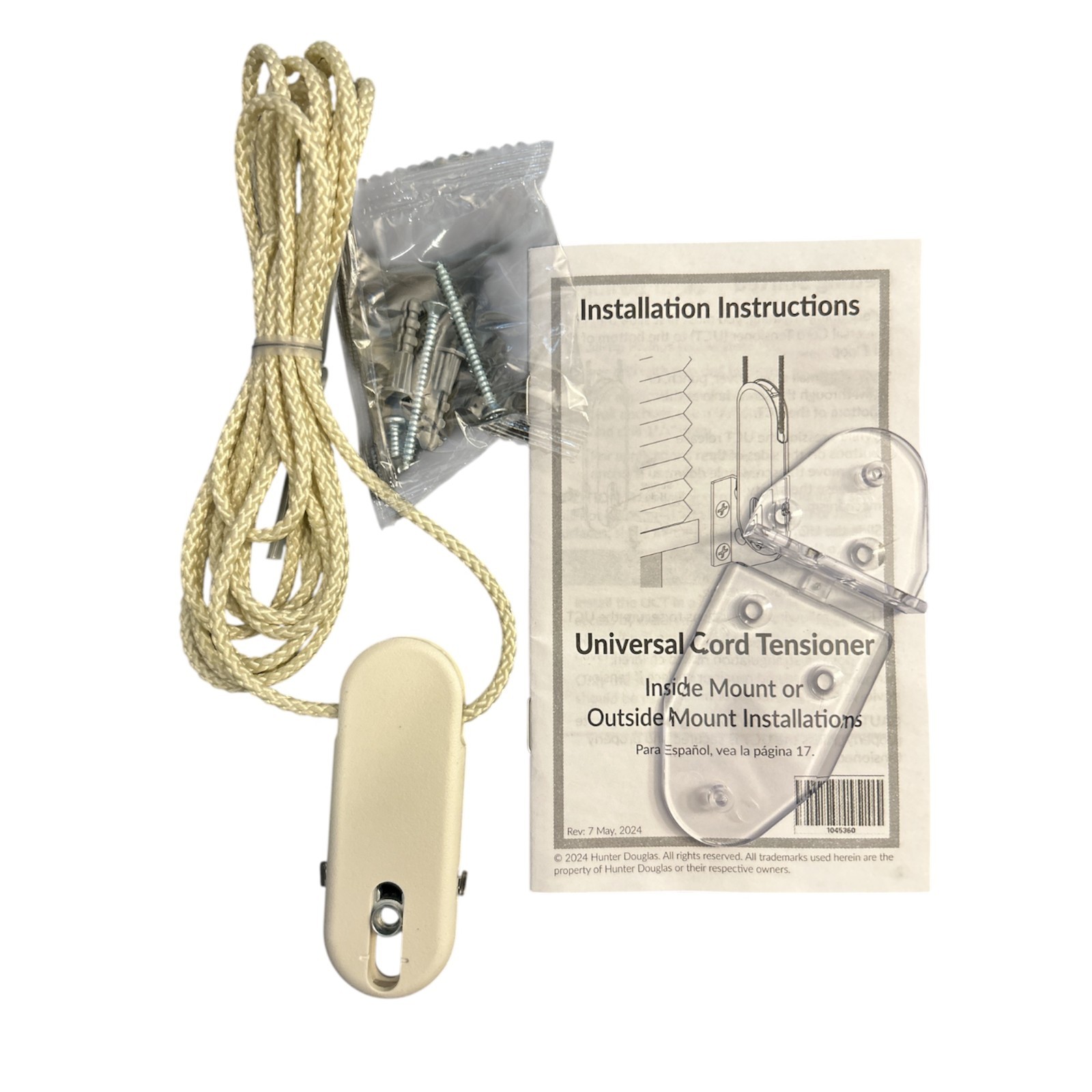5ft. Ivory (Off White) 3.4mm. Continuous Looped Cord & tensioner – Blind String