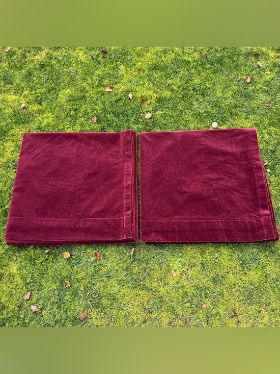 Pottery Barn Velvet Twill Merlot Red Drape Set 48×96 100% Cotton Mexico READ
