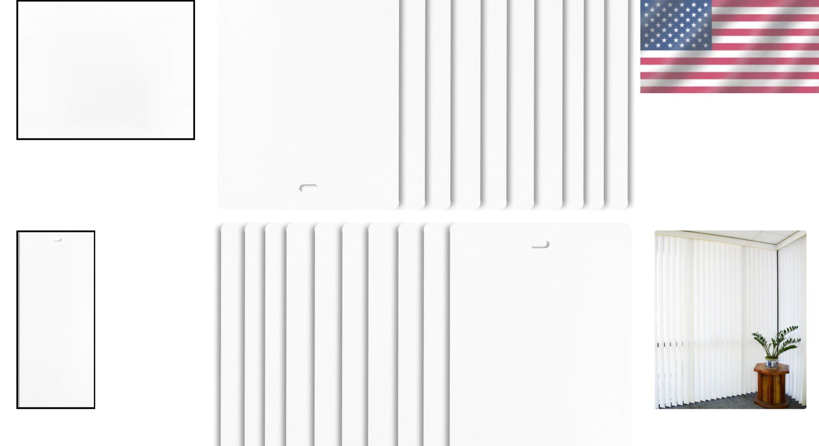 White Vinyl Vertical Blind Slats – 20pk 94.5″ L x 3.5″ W Smooth Curved