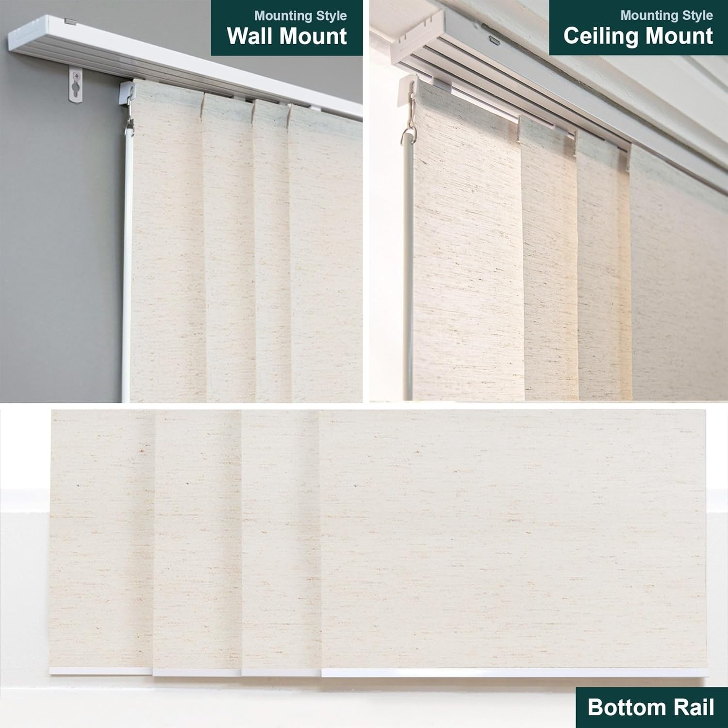 Panel Track Blinds for Sliding Glass Door & Patio Door, Embossed Textured Wea…