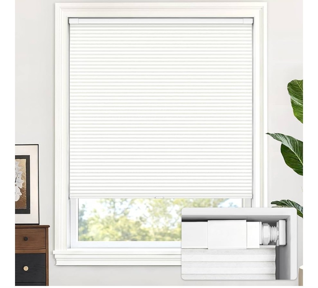 LazBlinds Cordless Cellular Shades, No Tools No Drill Light Filtering Honeycomb