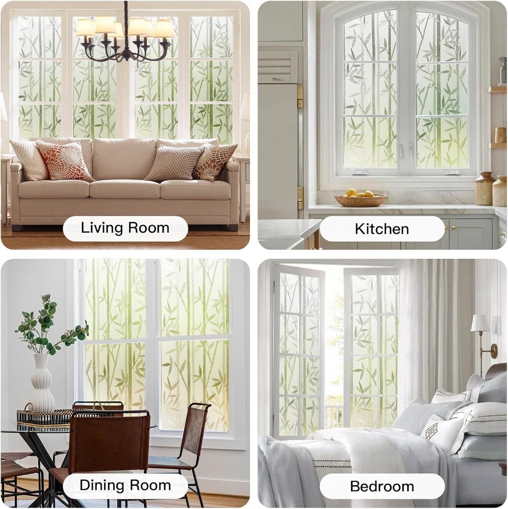 rabbitgoo Bamboo Privacy Window Film Static Cling Sticker Decorative 17.5 x 78.7