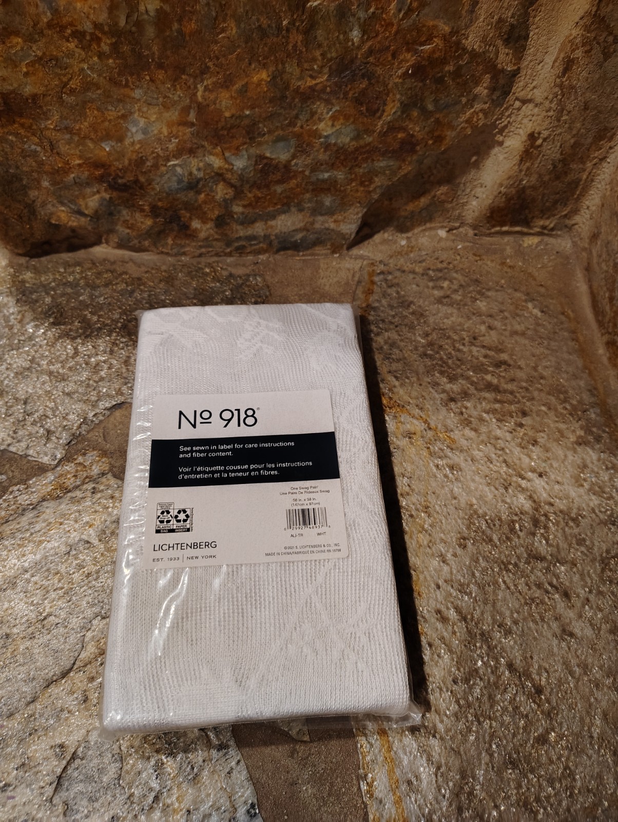 No 918 Lichtenberg White Lace One Swag Pair NIP Brand New 58″ x 38″