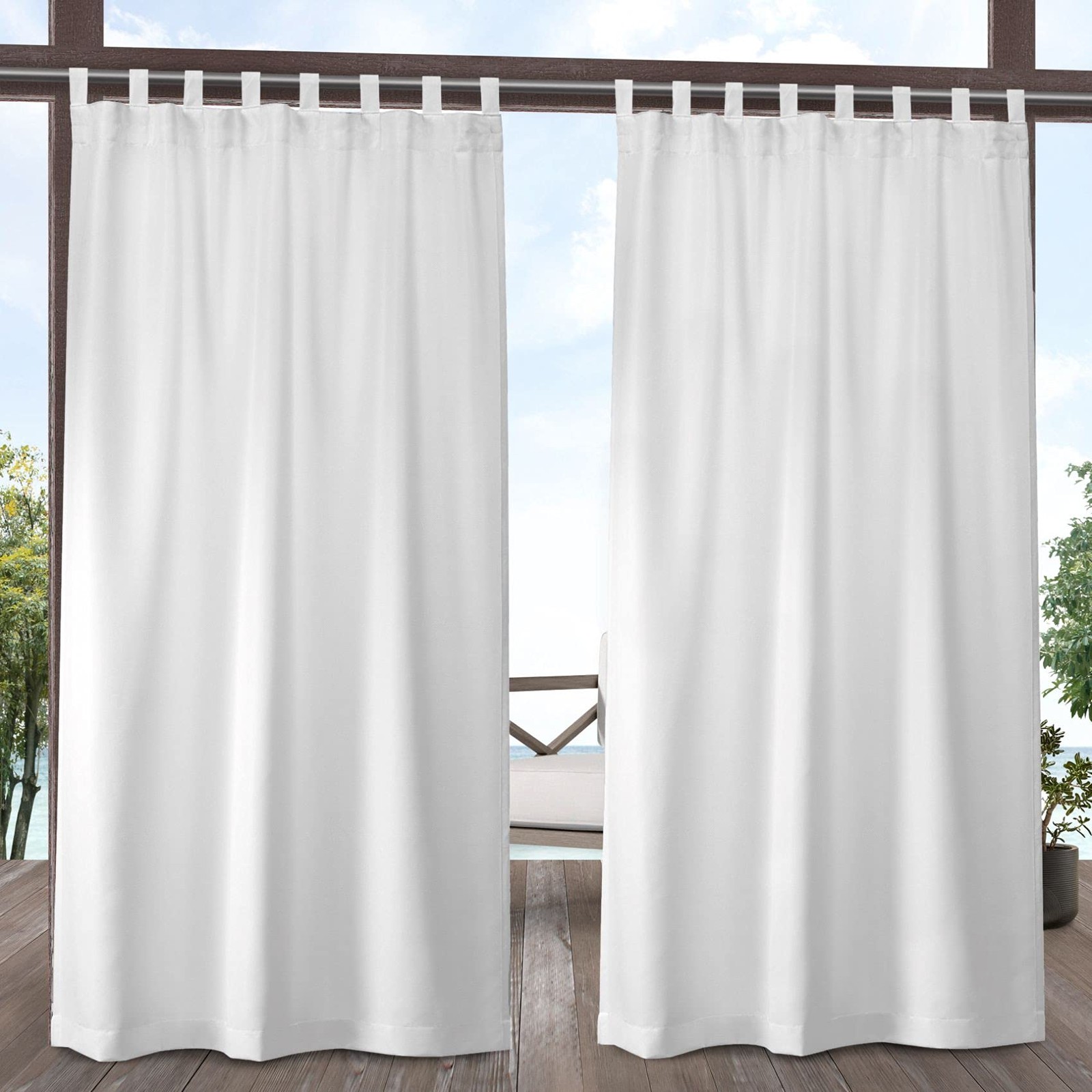 Exclusive Home Cabana Solid Indoor/Outdoor Light Filtering Hook-and-Loop Tab Top