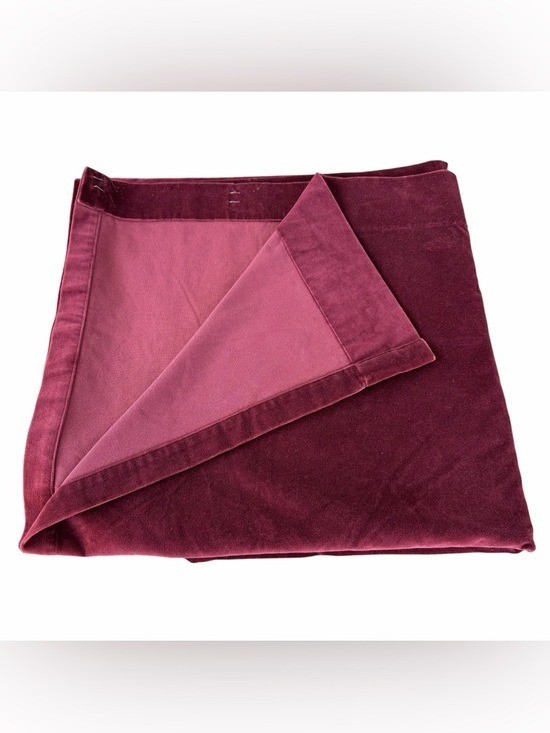 Pottery Barn Velvet Twill Merlot Red Drape Set 48×96 100% Cotton Mexico READ