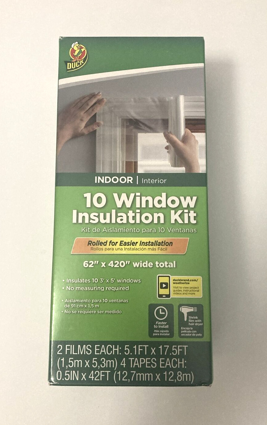 Duck Brand 62 in. x 420 in. Rolled Shrink Film Window Kit, Fits up to 10 Windows