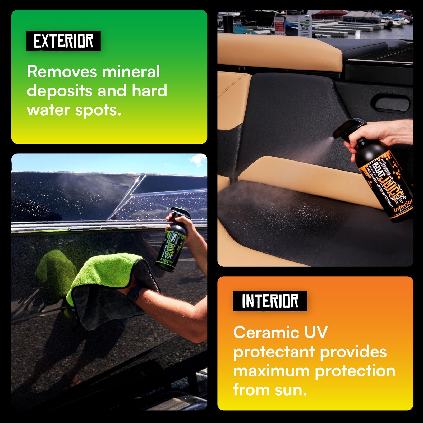 Boat Juice Luxury Boat Cleaning Kit Vinyl Seat Exterior Hard Water Spot Remover