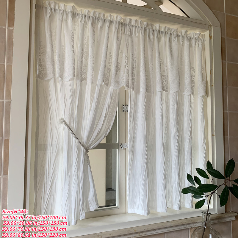 1PC Half Curtain Light Filtering Opaque Balcony Window Drape Panel Eyelets Top