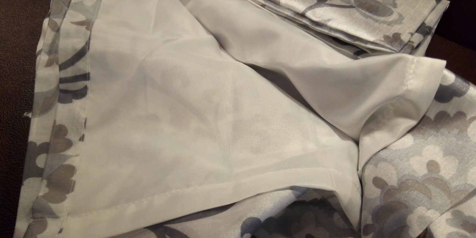 1 Grommet Window Panel Neutral Gray Faux Silk Linen-Look 50″ wide x 84″ long