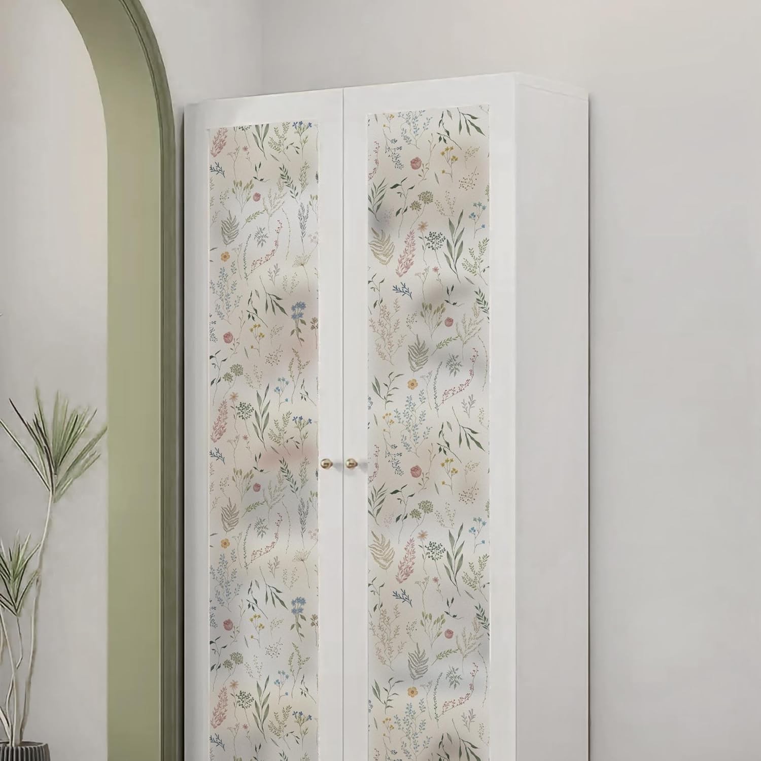 Dimoon 17.3″ x 78.7″ Window Privacy Film Stained Glass Floral Film for Home Rain