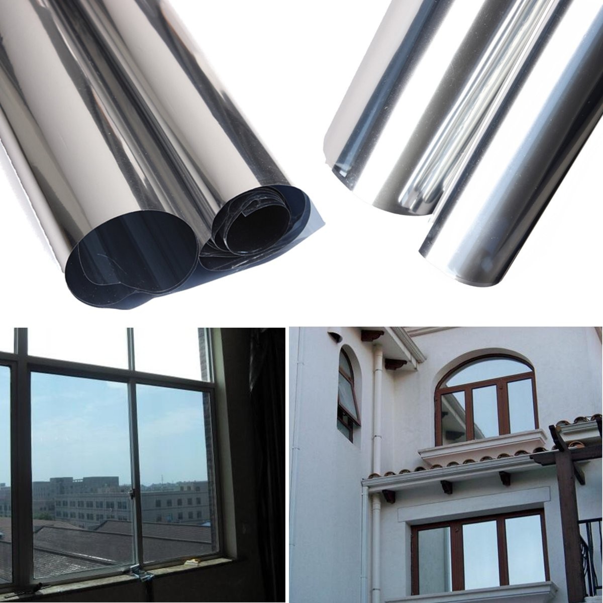 Uncut Window Tint 15% VLT One Way Privacy Silver Mirror Film Heat Reduce Reflect