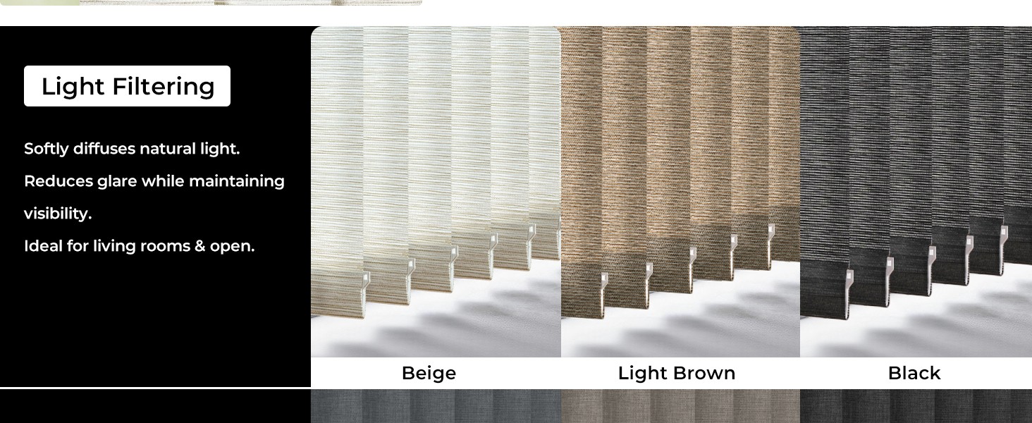 Vertical Blind Replacement Slats, 3.5×82.5 in, Black | Light Filtering Material,