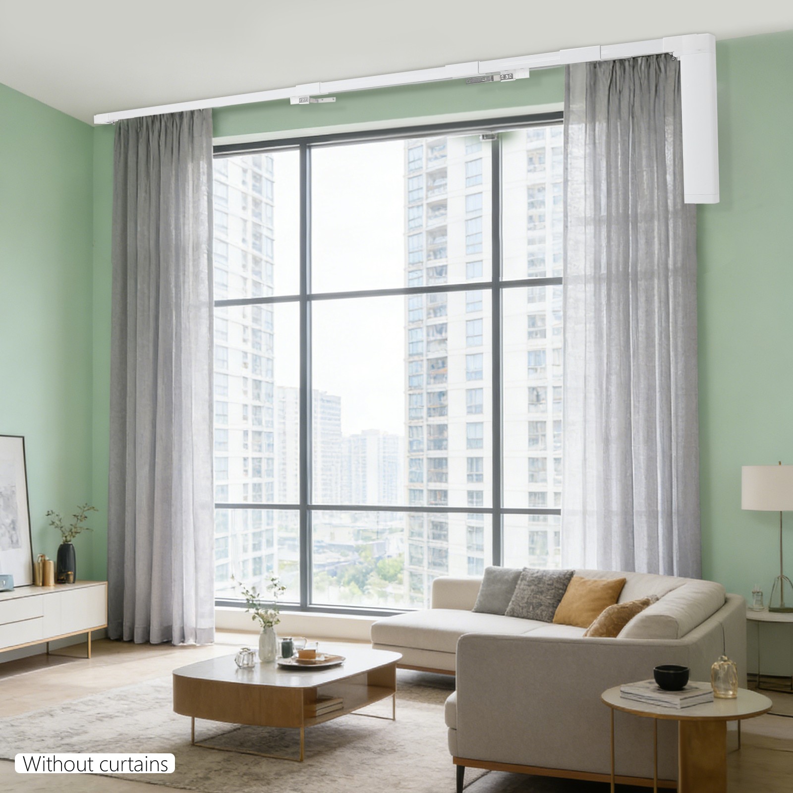 Electric Curtain Rail with Remote Control Aluminum Alloy Motorized Curtain Track
