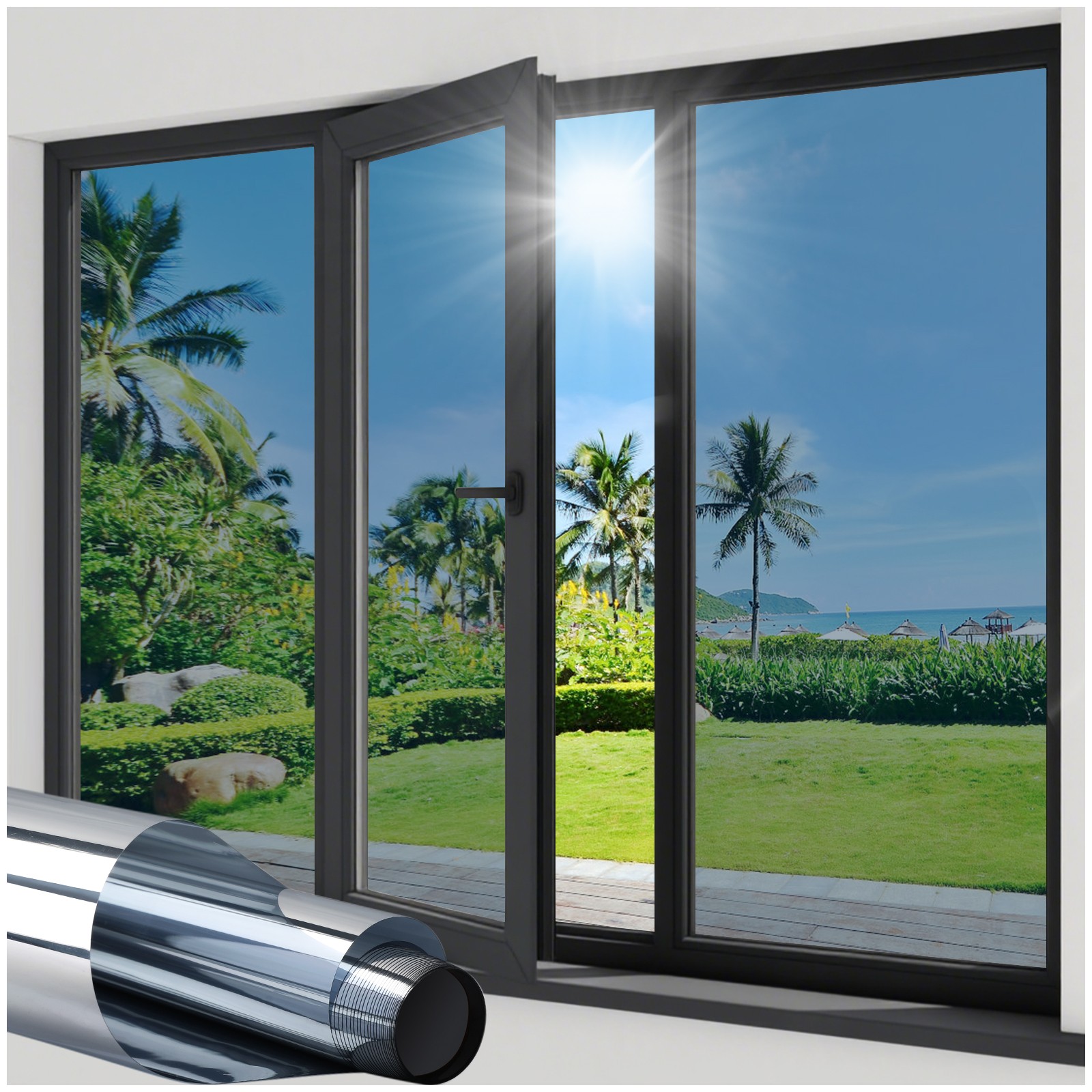 Pigo One Way Mirror Window Film with Glue Tint Reflective Anti UV Glass Stick