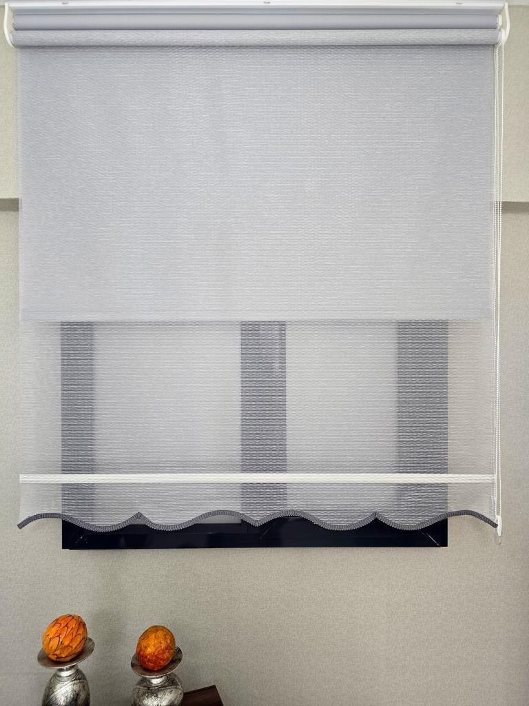 Wavy Stripes Double Mechanism Tulle and Roller Blinds TS2026