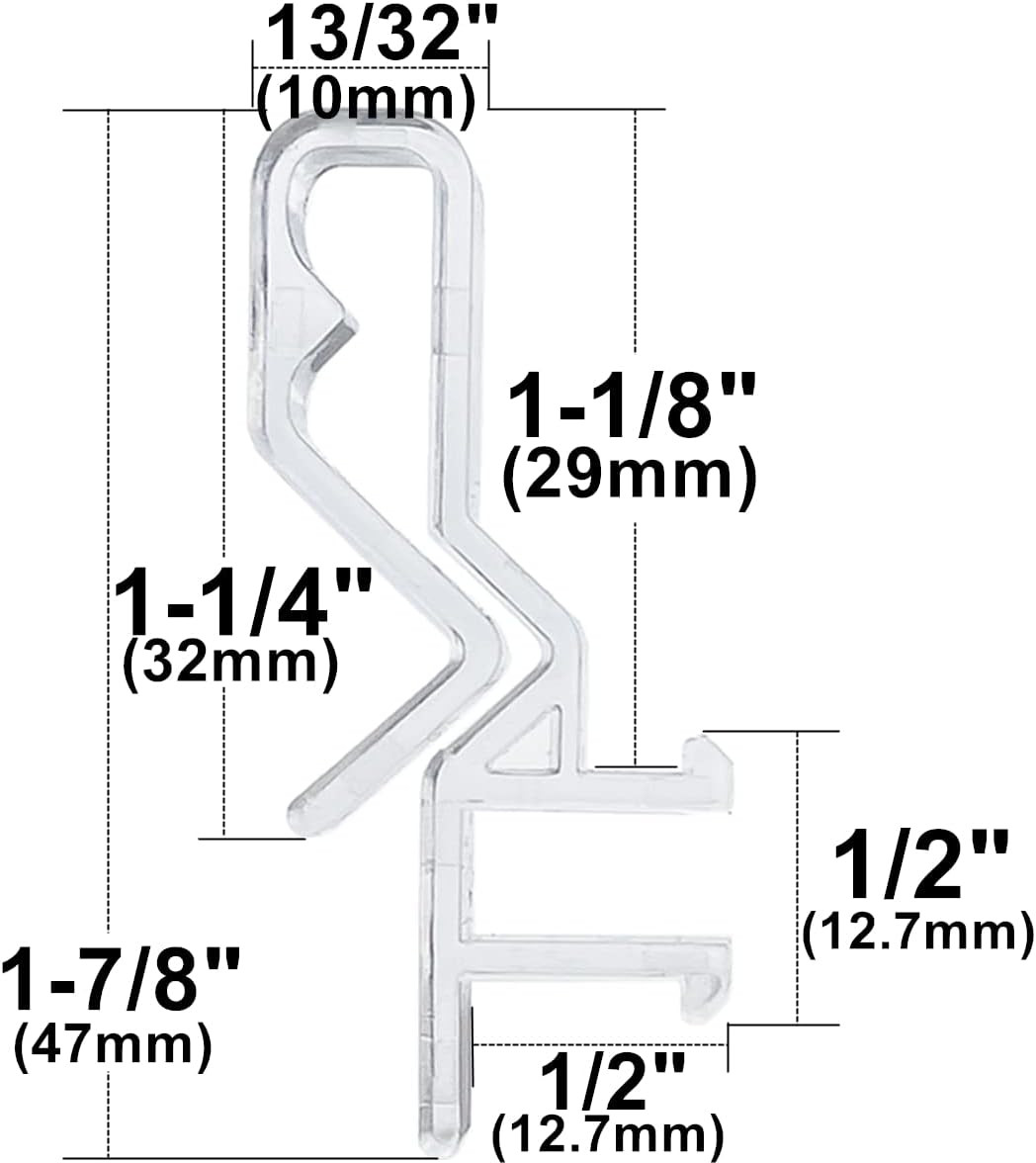Hidden Channel Valance Clips 1-7/8 Clear 10pcs for Faux & Real Wood Blinds