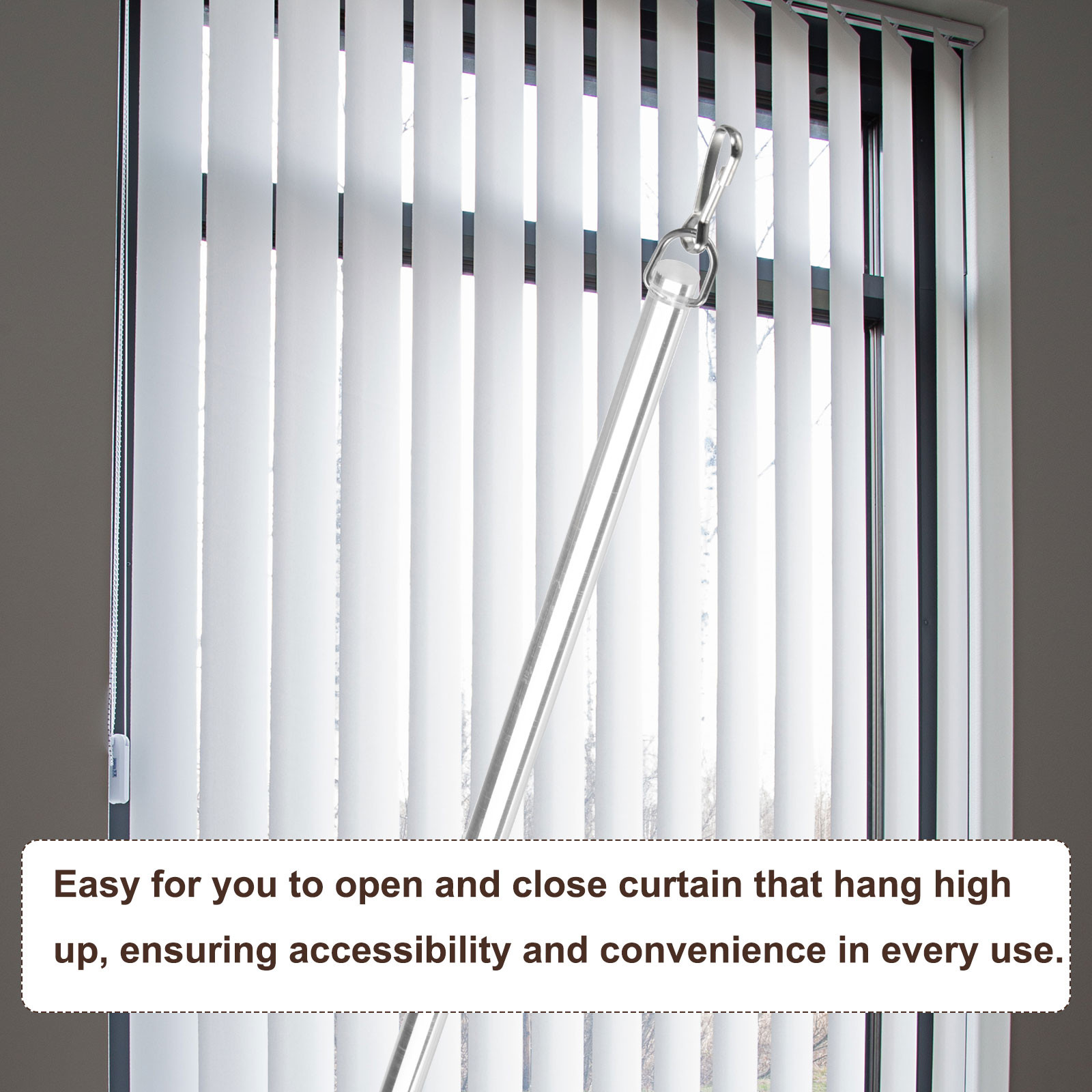 2Pcs 17″Clear Curtain Pull Rod Acrylic Blind Wand Replacement Part