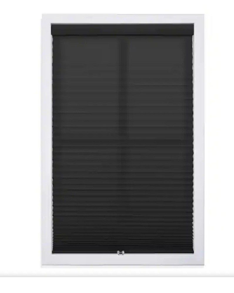 StyleWell Cordless Room Darkening Polyester Pleated Shade Black 24×48