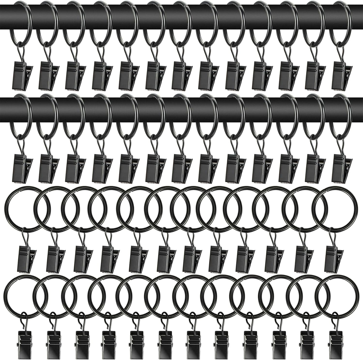 Anillos cortina clips 1.26 in diametro interior metal negro decoracion artesania