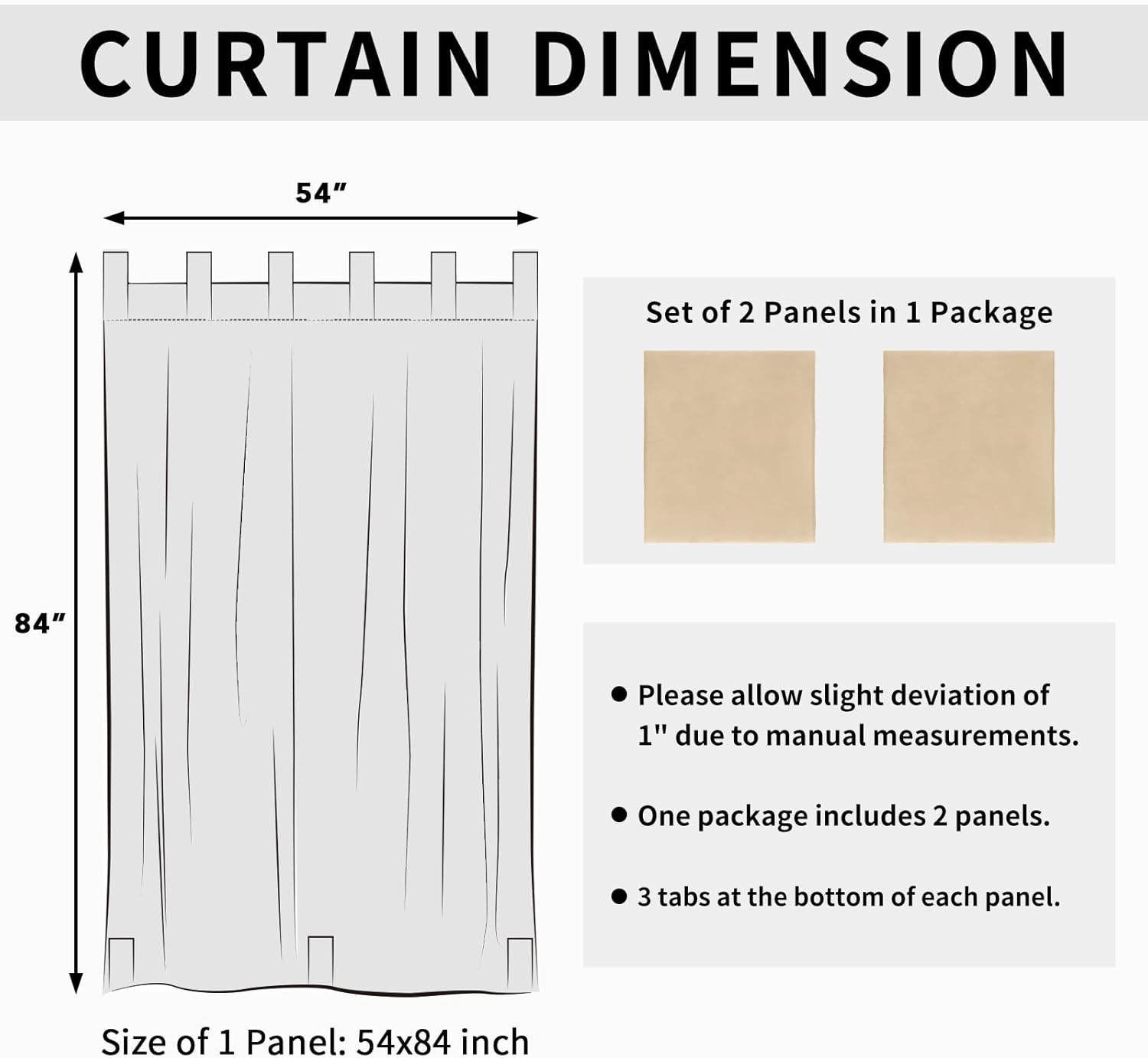 Outdoor Patio Curtains Detachable Tab Top Weatherproof Panels 54×84 Inch 2pc Bei