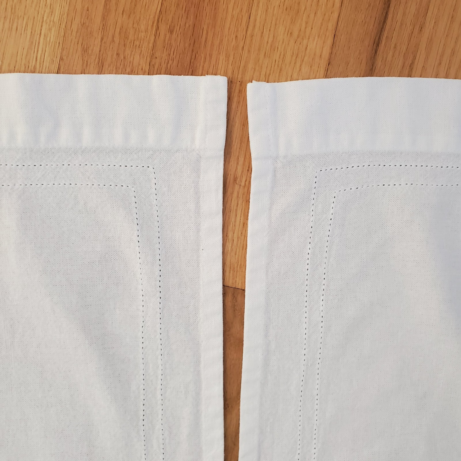 2 Vtg White Rod Pocket Curtain Panels Cotton or Linen 27×34″ Each 54″ Wide Total