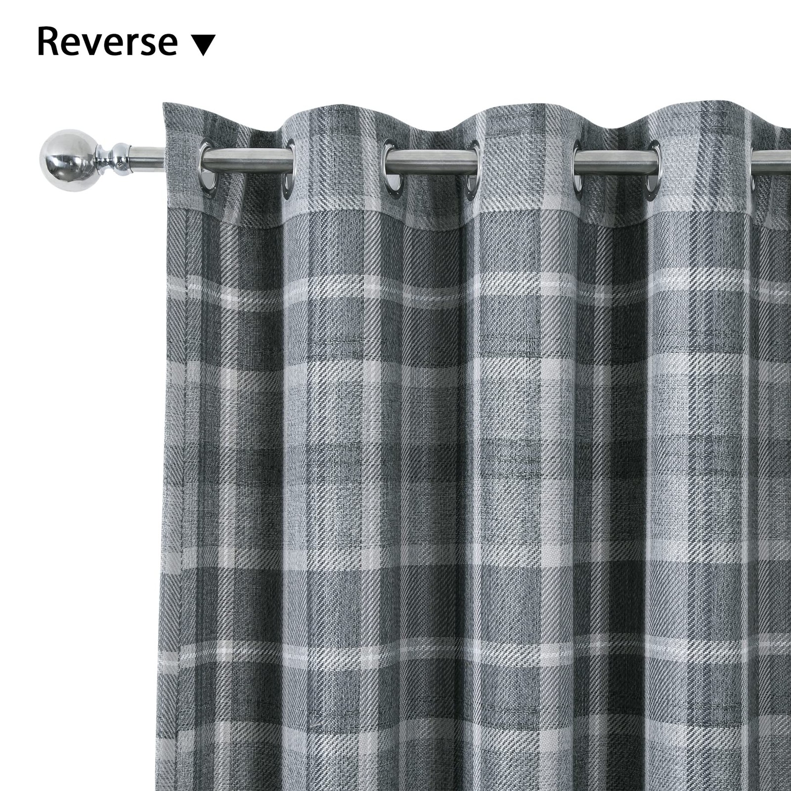 Grey Plaid Tartan Curtains Highland Woolen Look Check Modern Classic Window T…