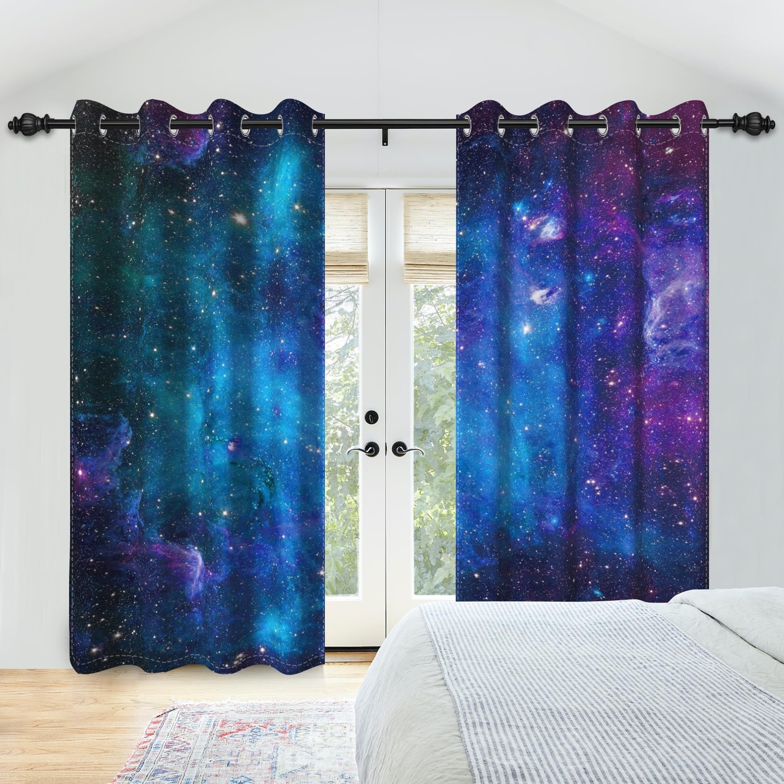 Pnylzzyxh Galaxy Blackout Curtains 96 Inches Length 2 Panels Outer Space Nebula