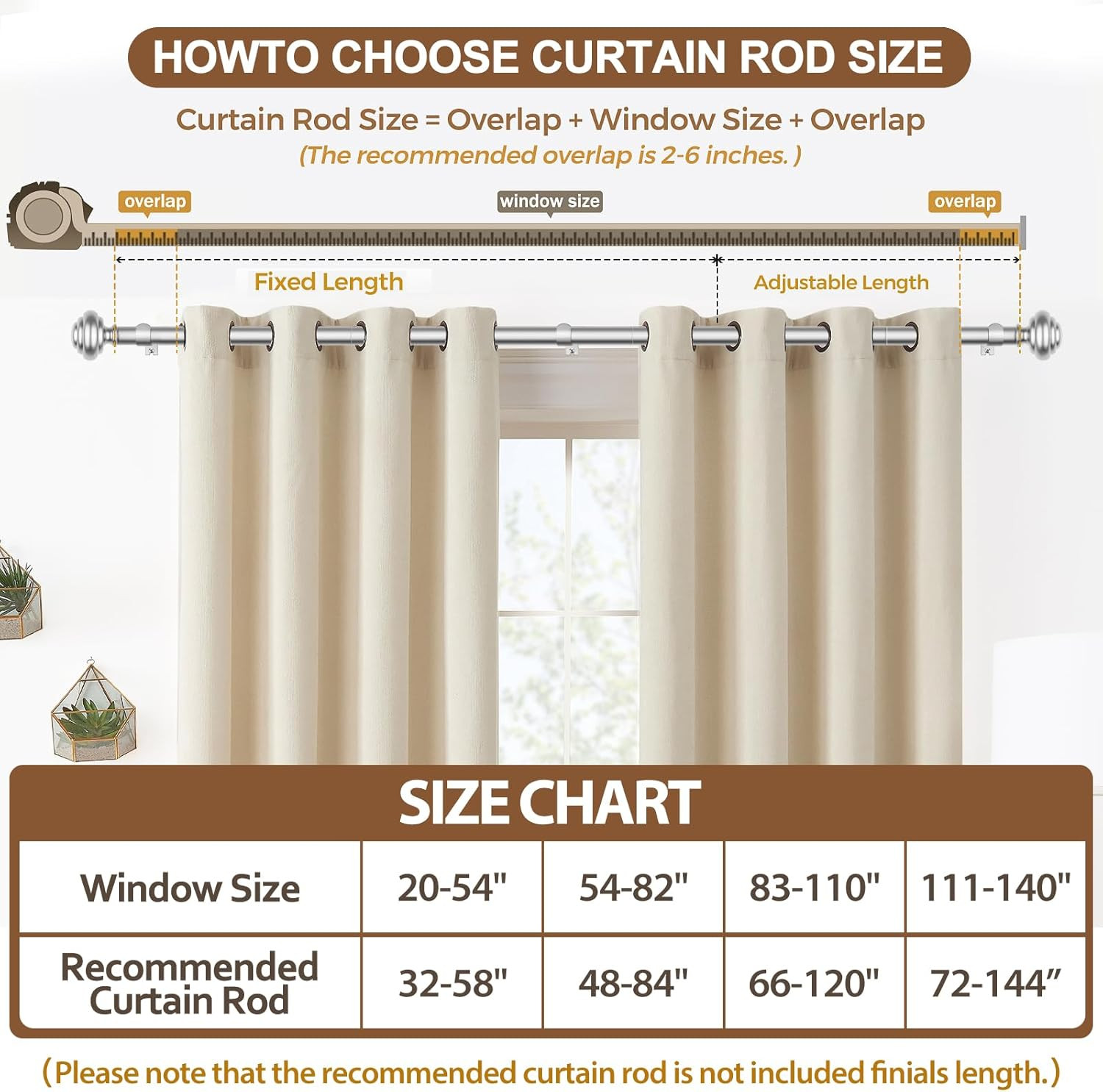 Silver Curtain Rods for Windows 72 to 144 Inches (6-12Ft) Long Heavy Duty Curtai