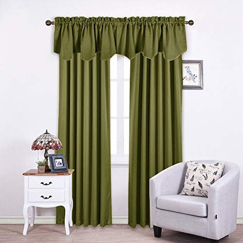 Window Treatment Farmhouse Valances – Blackout 52″W x 18″L (Pack of 2) Olive
