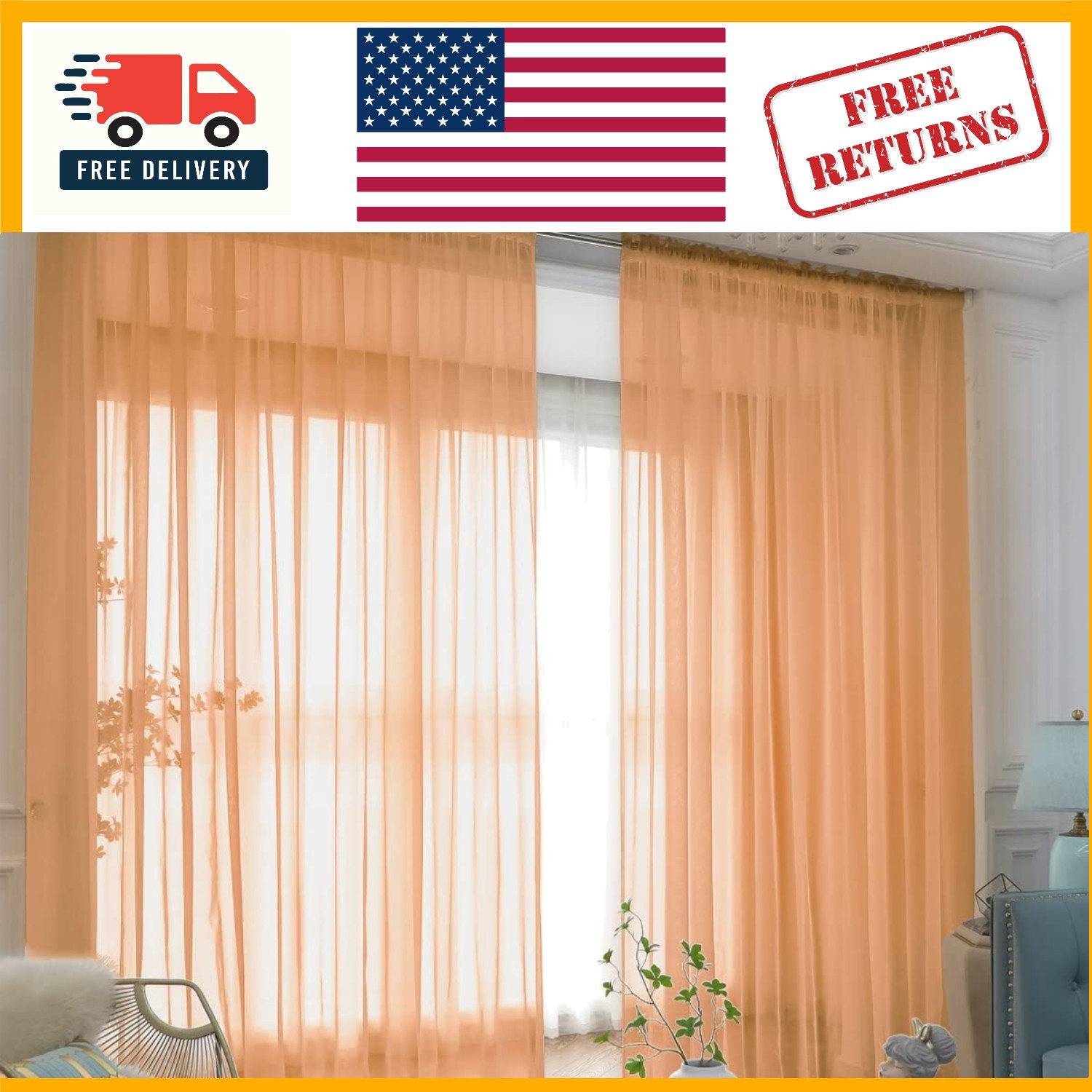 Versatile Brown Sheer Curtains 84″ L, Stylish Rod Pocket Panels For Any Room
