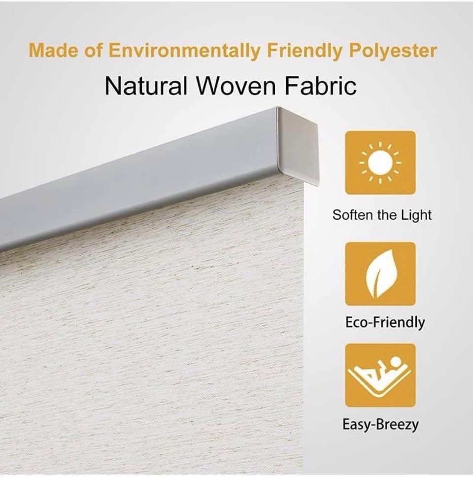 Cordless Roller Shades Light Filtering Roller Window Shades (30″W x 64″H) Cream
