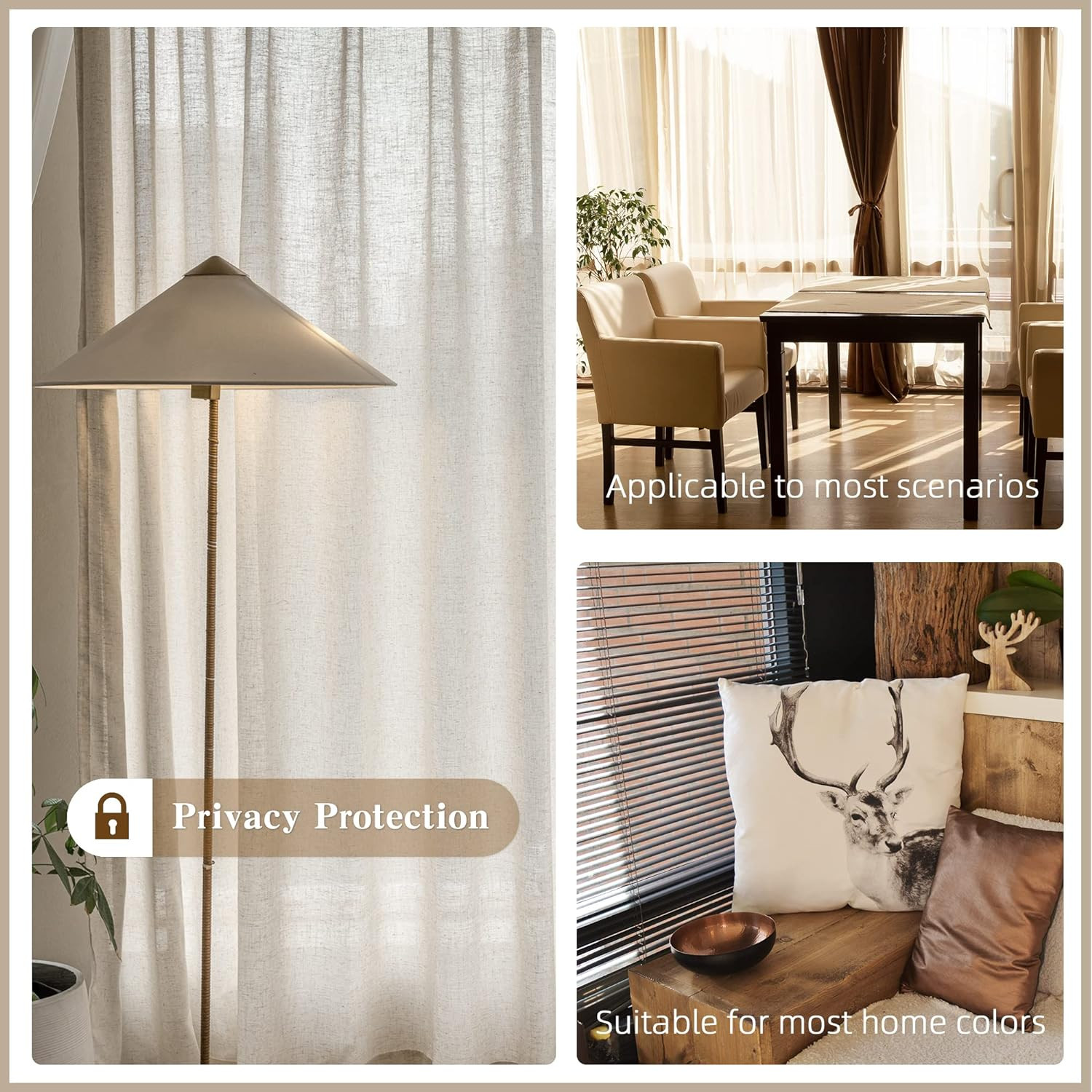 100″ Wide Light Filtering Pinch Pleated Curtains, 96″ Long, Linen Drapes