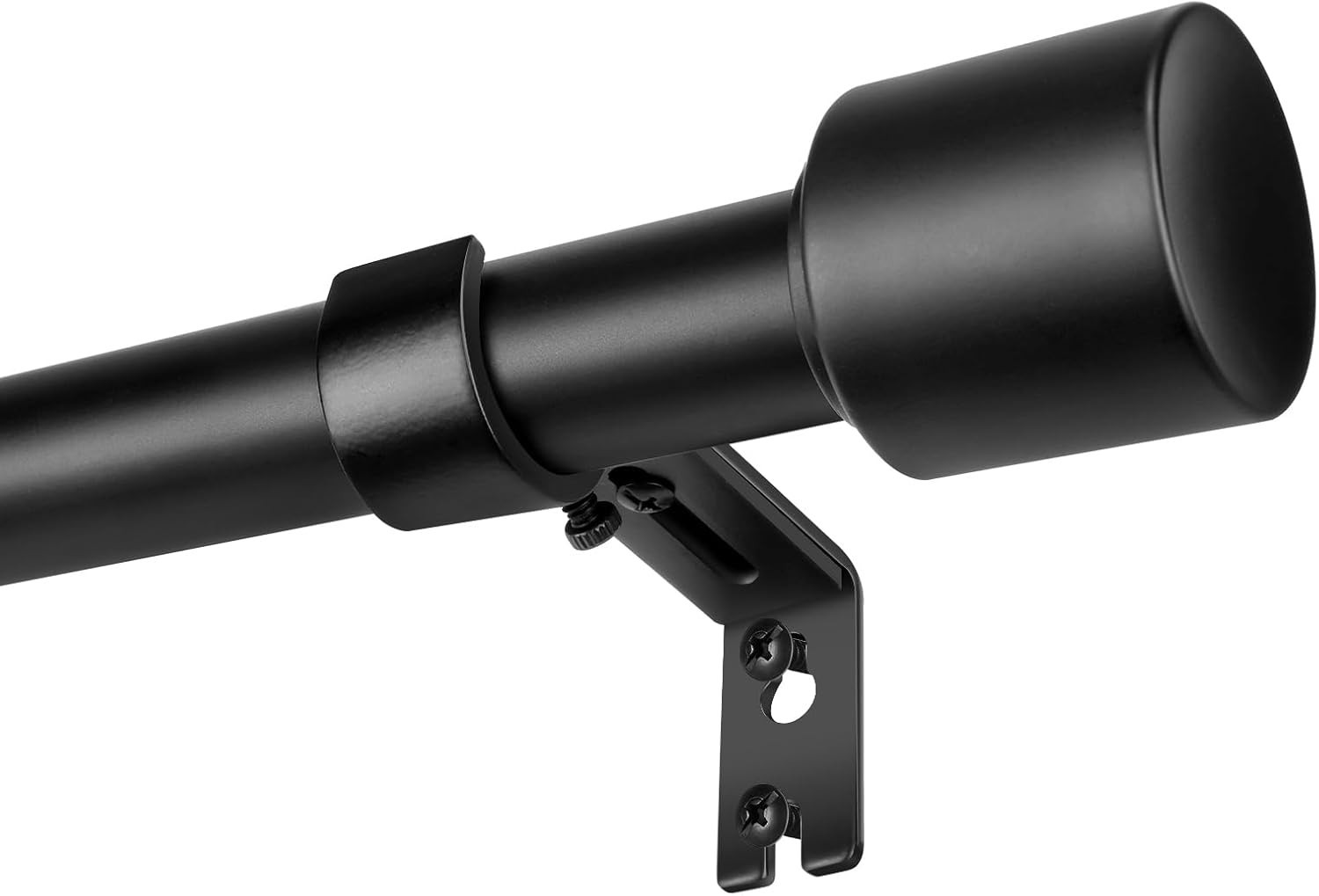Adjustable Heavy Duty Curtain Rods 1 Inch Diameter Matte Black 30-144 Inches