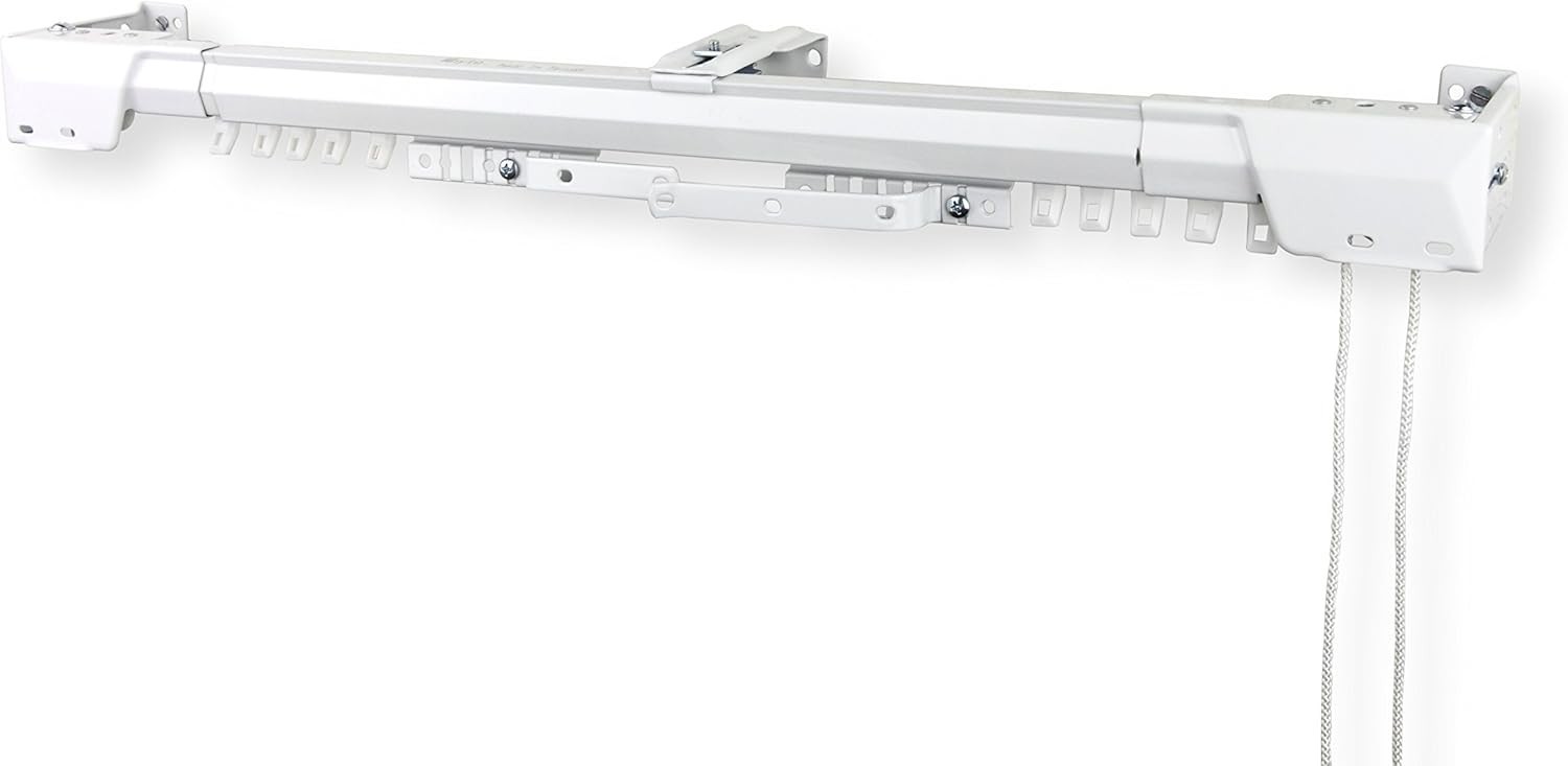 30-84 Inch White Center Open Traverse Rod Set – Includes Brackets & Sliders