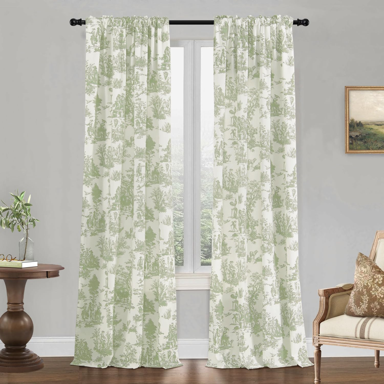 Sage Green Curtains 84 Inch Length for Living Room 2 Panels Set, Cottage Core Sp