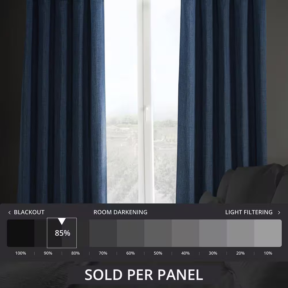 Denim Solid Rod Pocket Room Darkening Curtain – 50 In. W X 108 In. L (1 Panel)