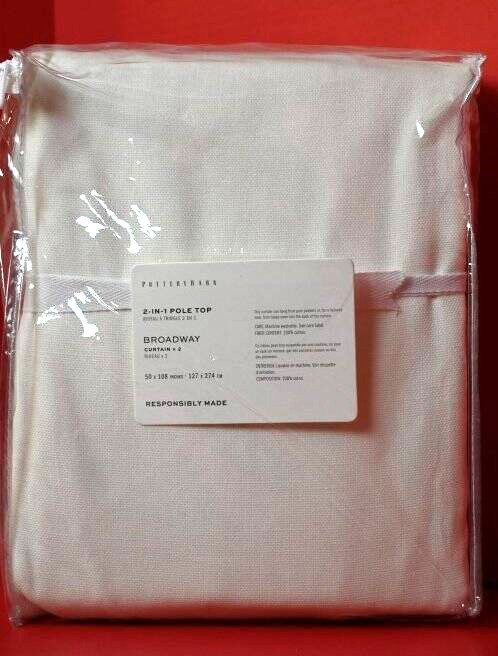 Pottery Barn Broadway Unlined Curtains Set of 2, 50″ x 108″ Ivory Nwt