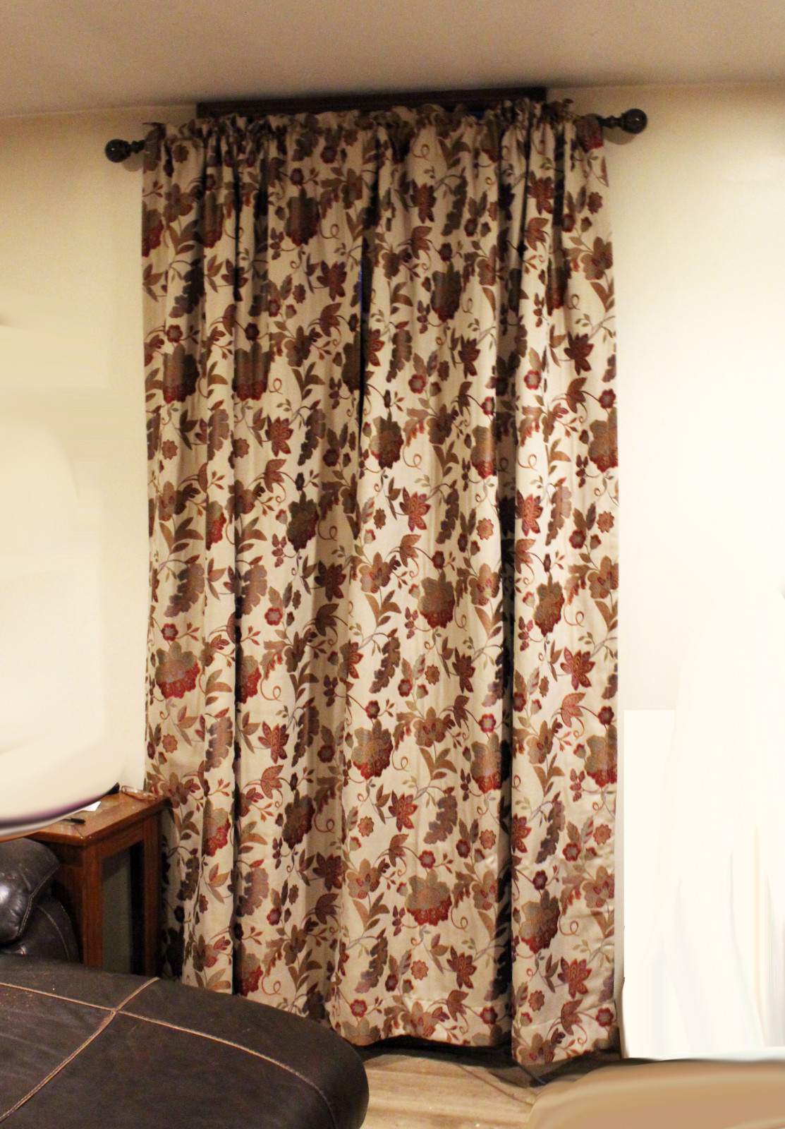 Croscill Tapestry Traditional Floral Drapery Panels & Valances Khaki / Burgundy