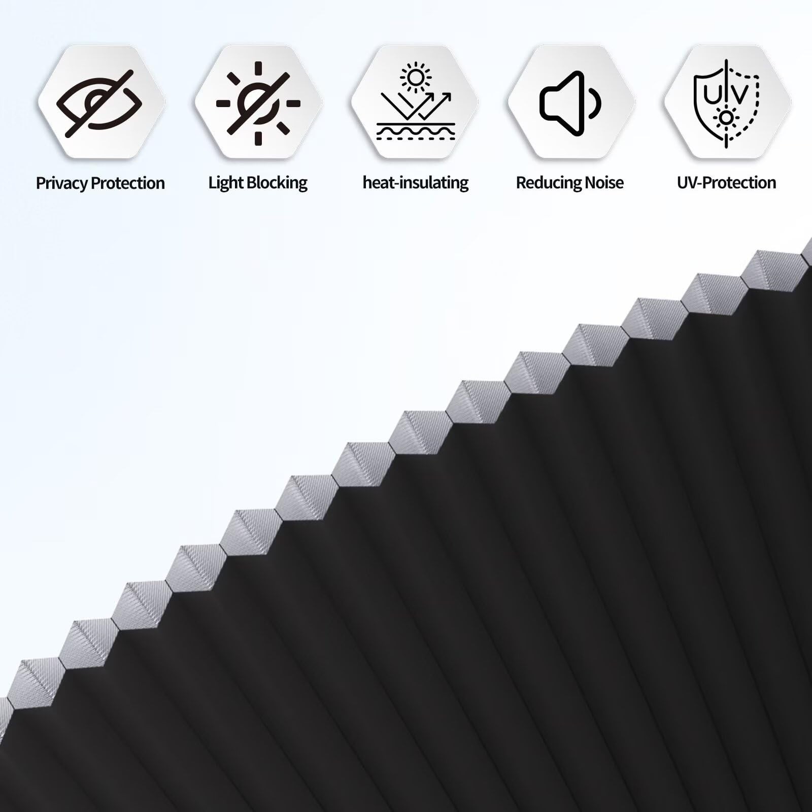 Half Circle Blackout Cellular Shades – Cordless No Drill Honeycomb Blinds 24″x12