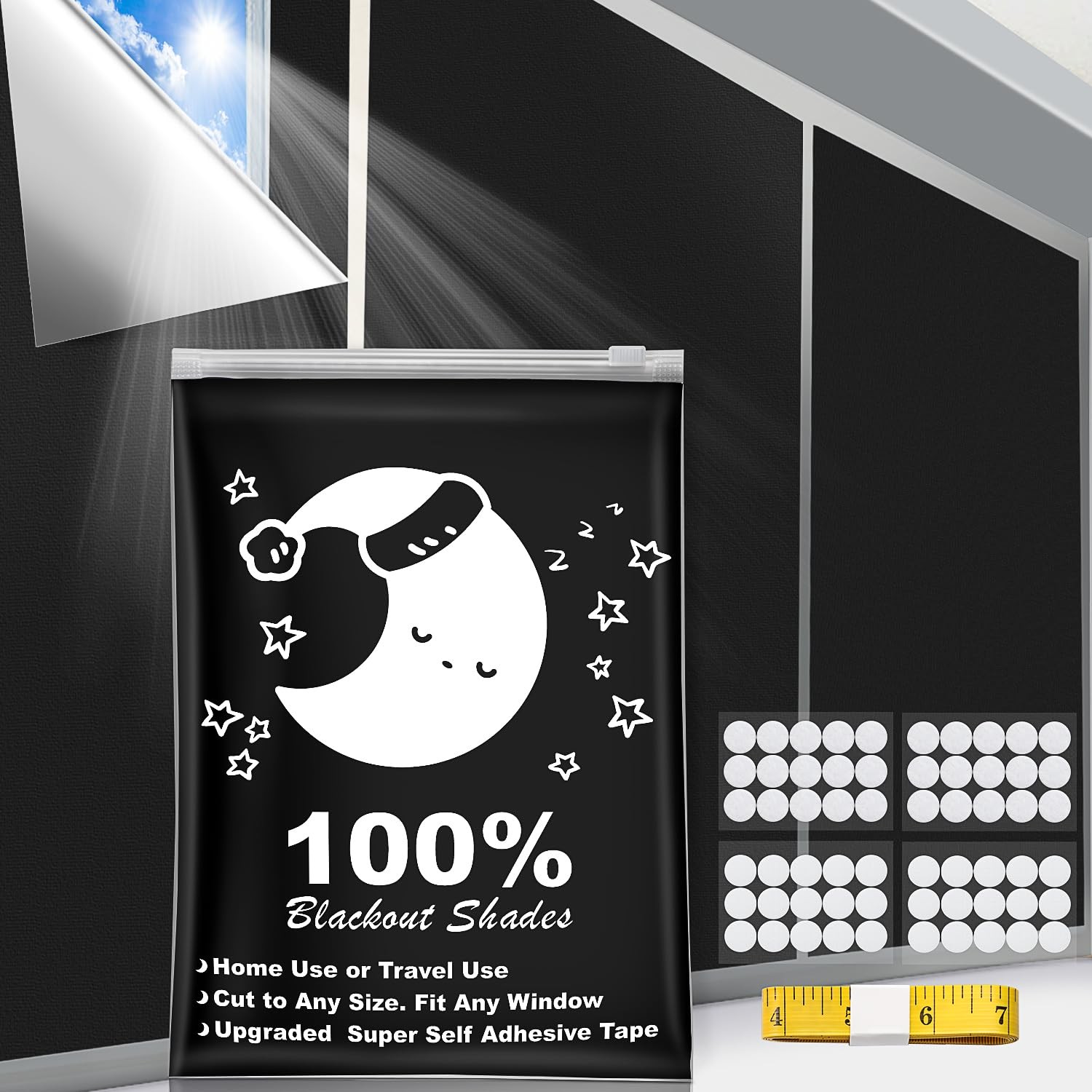 Portable Blackout Curtains, 118″ x 57″, 100% Blackout, Waterproof, Reusable, …