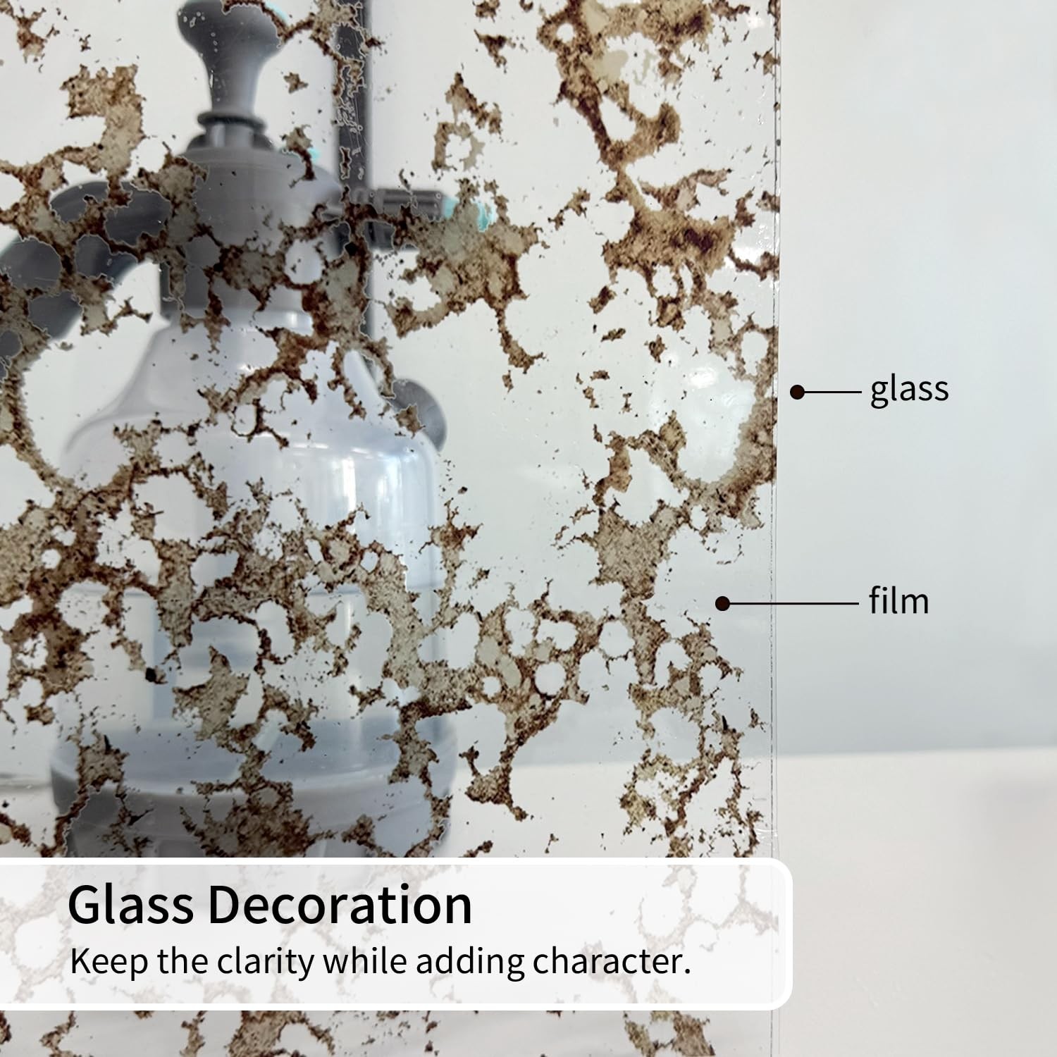 Static Cling Faux Antique Mirror Texture Window Film, Luxury Antique Copper B…